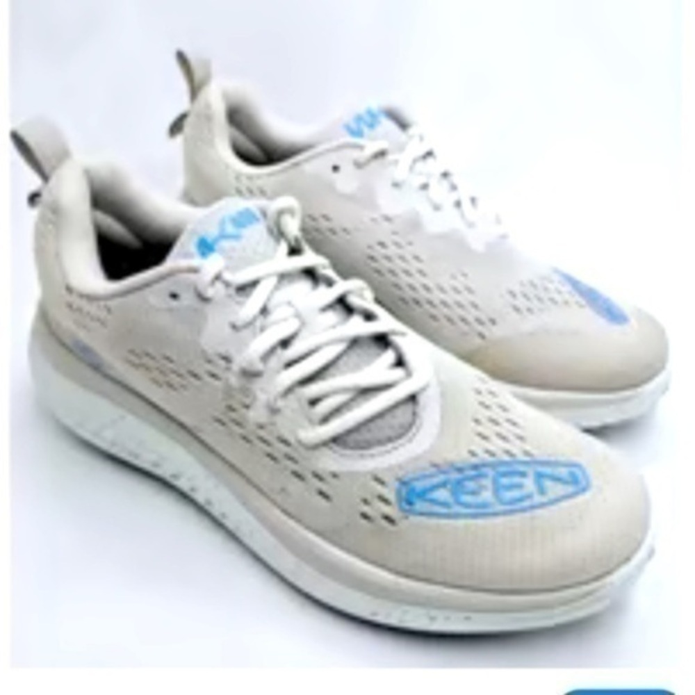 Keen Women's Light Beige Athletic Sneakers with Blue Logo
